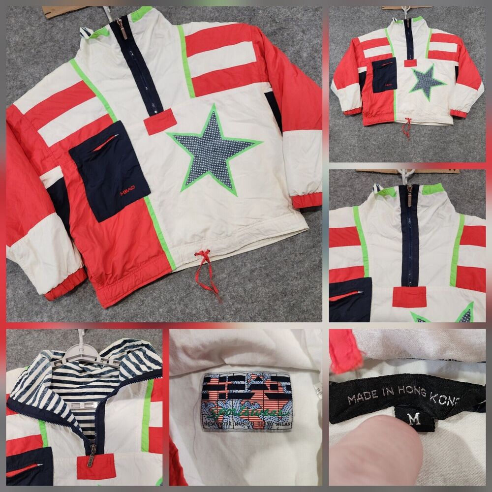 VTG 90s Head Sportswear Womens M Medium 1/2 Zip Pullover Windbreaker Jacket